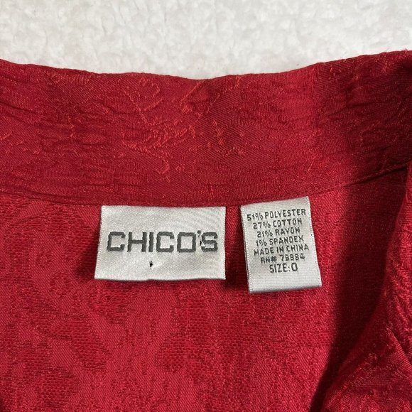 Chico's Women's 0 Small Red Jacket Light Weight Crinkle Fabric Packable - Picture 5 of 10